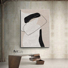 Load image into Gallery viewer, Black White Beige Minimalist Painting On Canvas Textured Painting Ap001