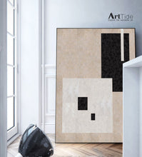 Load image into Gallery viewer, Black and White Minimalist Painting Beige Canvas Art Ap005