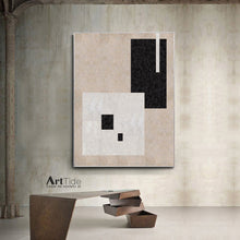 Load image into Gallery viewer, Black and White Minimalist Painting Beige Canvas Art Ap005