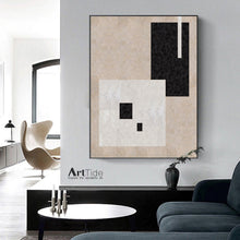Load image into Gallery viewer, Black and White Minimalist Painting Beige Canvas Art Ap005