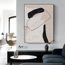 Load image into Gallery viewer, Black White Beige Minimalist Painting On Canvas Textured Painting Ap001