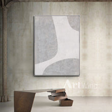 Load image into Gallery viewer, Gray And White Art Minimalist Painting Textured Acrylic Canvas Art Dp056
