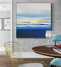 Load image into Gallery viewer, Blue White Yellow Landscape Painting on Canvas Contemporary Wall Art Yp017
