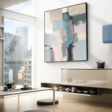 Load image into Gallery viewer, Gray Blue Abstract Painting Minimalist Painting Office Decor Op010