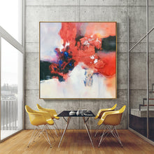 Load image into Gallery viewer, Red Blue Abstract Painting Beige Painting Minimalist Art Op032
