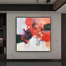 Load image into Gallery viewer, Red Blue Abstract Painting Beige Painting Minimalist Art Op032