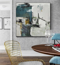 Load image into Gallery viewer, Green White Abstract Painting on Canvas Abstract Acrylic Painting Yp061