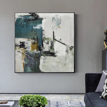 Load image into Gallery viewer, Green White Abstract Painting on Canvas Abstract Acrylic Painting Yp061