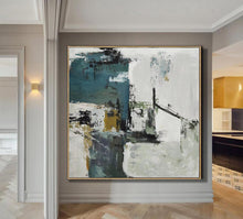 Load image into Gallery viewer, Green White Abstract Painting on Canvas Abstract Acrylic Painting Yp061