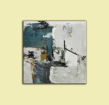 Load image into Gallery viewer, Green White Abstract Painting on Canvas Abstract Acrylic Painting Yp061