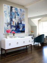 Load image into Gallery viewer, Large Blue White Abstract Painting Bedroom Art Paintings Dp115