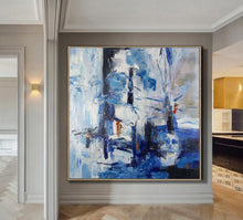 Load image into Gallery viewer, Large Blue White Abstract Painting Bedroom Art Paintings Dp115