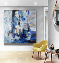 Load image into Gallery viewer, Large Blue White Abstract Painting Bedroom Art Paintings Dp115