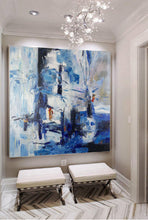 Load image into Gallery viewer, Large Blue White Abstract Painting Bedroom Art Paintings Dp115