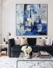 Load image into Gallery viewer, Large Blue White Abstract Painting Bedroom Art Paintings Dp115
