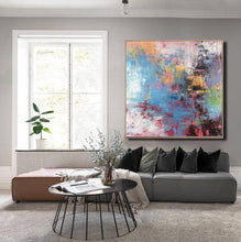 Load image into Gallery viewer, Colorful Wall Art Paintings Large Blue Pink Yellow Abstract Painting Bp091
