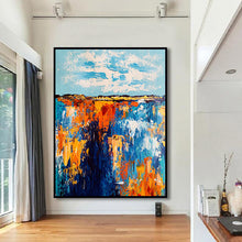 Load image into Gallery viewer, Oversized Living Room Painting Blue Orange Abstract Painting Bp032