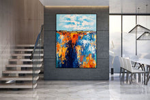 Load image into Gallery viewer, Oversized Living Room Painting Blue Orange Abstract Painting Bp032