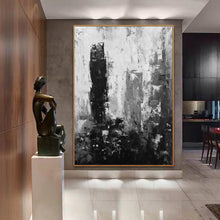 Load image into Gallery viewer, Black White Gray Abstract Painting Original Large Acrylic Painting Yp016