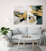 Load image into Gallery viewer, Green Gold Black White Abstract Painting on Canvas Home Office Bedroom Np026