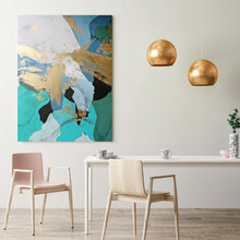 Load image into Gallery viewer, Blue Gray Gold Black White Painting on Canvas Home Kitchen Wall Decor Np022