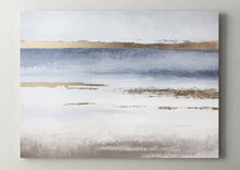 Load image into Gallery viewer, Abstract Landscape Sunset Sunrise Gray Blue Gold Painting on Canvas Np024