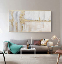 Load image into Gallery viewer, White Painting Gold Abstract Art Canvas Pink Painting Cp037