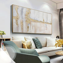 Load image into Gallery viewer, White Painting Gold Abstract Art Canvas Pink Painting Cp037