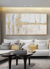 Load image into Gallery viewer, White Painting Gold Abstract Art Canvas Pink Painting Cp037