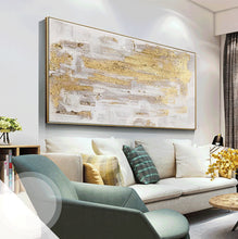 Load image into Gallery viewer, Gold And Gray Wall Art Decor Gold Art Painting Oversize Wall Art Op003