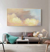 Load image into Gallery viewer, Yellow Abstract Painting Cloud Painting Bright Pink Painting Op063
