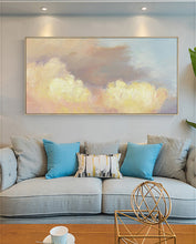 Load image into Gallery viewer, Yellow Abstract Painting Cloud Painting Bright Pink Painting Op063