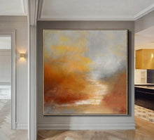 Load image into Gallery viewer, Brown Abstract Painting Sunrise Landscape Ocean Art Office Decor Dp095