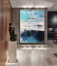 Load image into Gallery viewer, Blue Abstract Art Canvas Grey Wall Painting Cp024