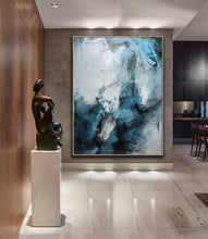 Load image into Gallery viewer, Navy Blue And White Abstract Painting Oversize Canvas Art Op080