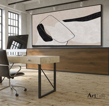 Load image into Gallery viewer, Black And White Abstract Painting Beige Canvas Art Qp103