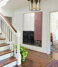 Load image into Gallery viewer, Black and White Painting on Canvas Iron Red Wall Art Op052