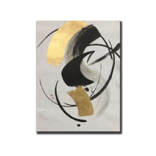 Load image into Gallery viewer, Gold Black White Minimalist Painting on Canvas Oversized Abstract Art Np090