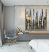 Load image into Gallery viewer, Black White Gold Abstract Painting Large Acrylic Painting Np119