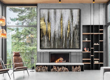 Load image into Gallery viewer, Black White Gold Abstract Painting Large Acrylic Painting Np119