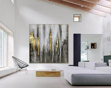 Load image into Gallery viewer, Black White Gold Abstract Painting Large Acrylic Painting Np119