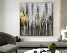 Load image into Gallery viewer, Black White Gold Abstract Painting Large Acrylic Painting Np119