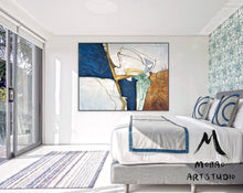 Load image into Gallery viewer, Large Gold Beige Abstract Painting, Large Living Room Art Gp014