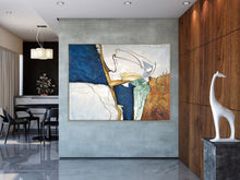 Load image into Gallery viewer, Large Gold Beige Abstract Painting, Large Living Room Art Gp014