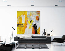 Load image into Gallery viewer, Large Abstract Canvas Art Yellow White Abstract Painting CP001