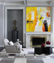 Load image into Gallery viewer, Large Abstract Canvas Art Yellow White Abstract Painting CP001