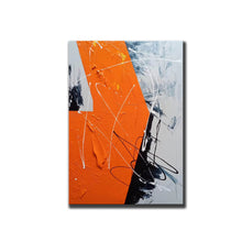 Load image into Gallery viewer, Black White Orange Abstract Painting Textured Wall Art Np091
