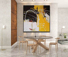 Load image into Gallery viewer, Black White Yellow Modern Abstract Painting  Acrylic Painting NP122