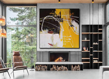 Load image into Gallery viewer, Black White Yellow Modern Abstract Painting  Acrylic Painting NP122