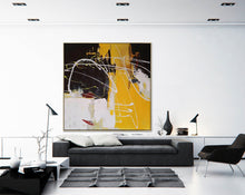 Load image into Gallery viewer, Black White Yellow Modern Abstract Painting  Acrylic Painting NP122